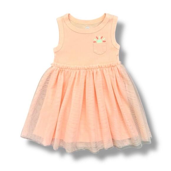 Wonder Nation Peach Tulle Tank Dress Toddler Girls 2T Sleeveless Summer Playwear - Picture 1 of 7